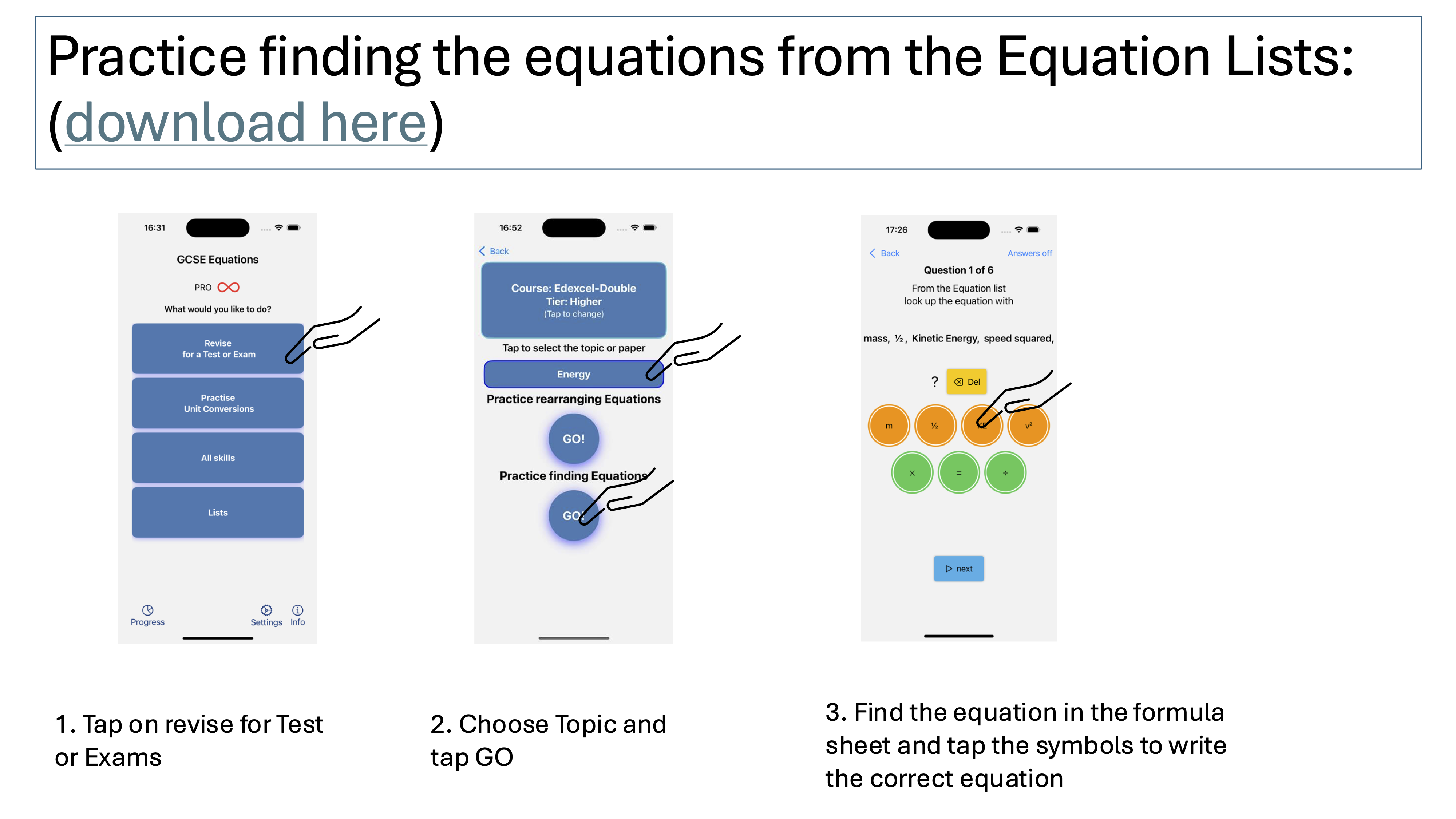 Find Equation Screenshot