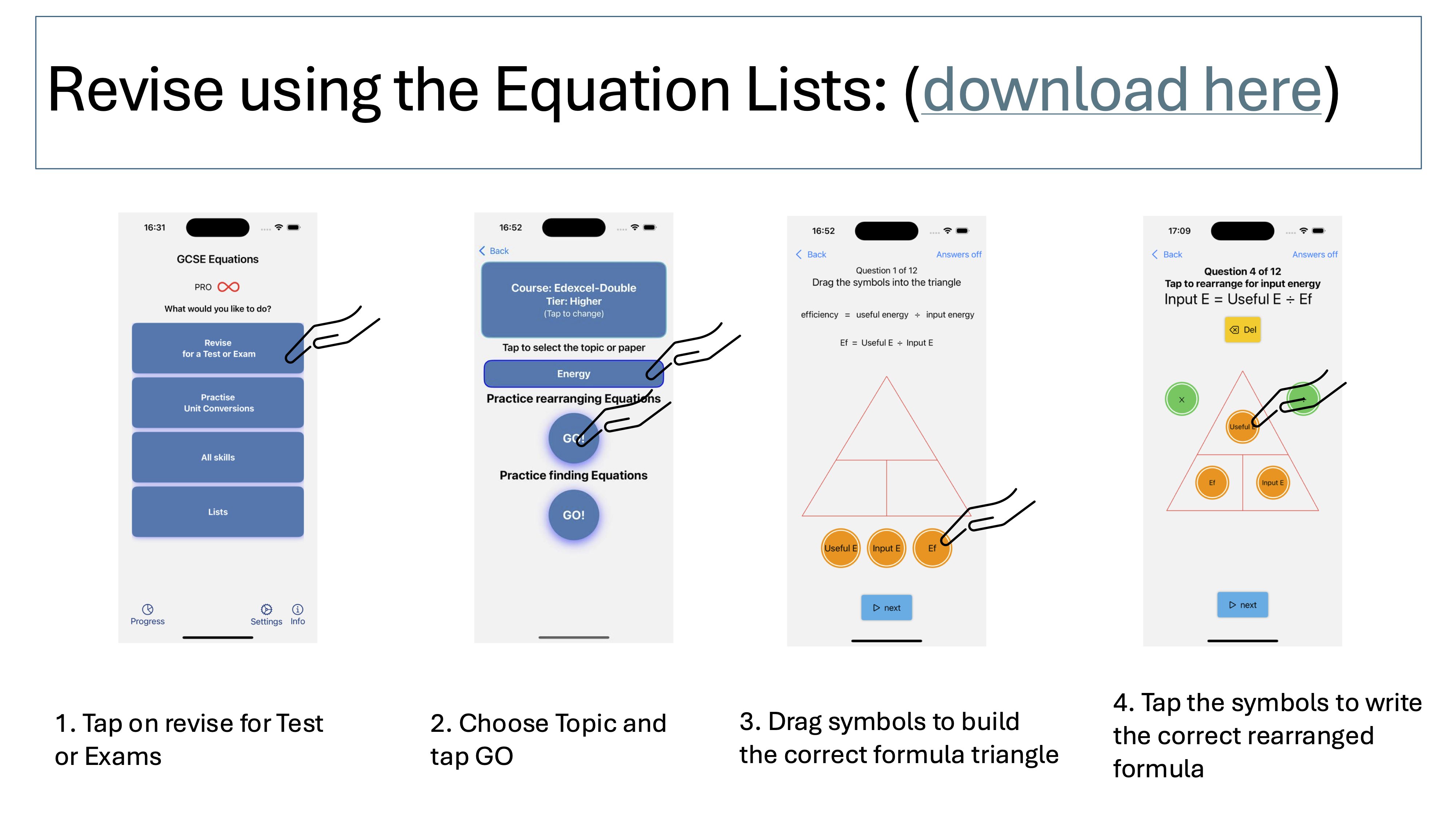 Equations List Screenshot
